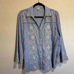 Reba Light Blue embroidered Shirt
